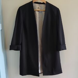 Anne Klein Black and White Striped Lined Blazer